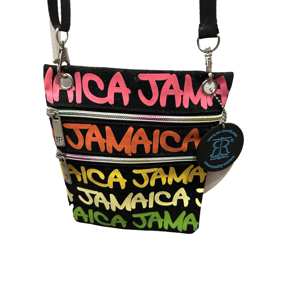 Women’s Robin Ruth Small Black Jamaica Canvas Crossbody Two Front Zipper Bag - Picture 1 of 5
